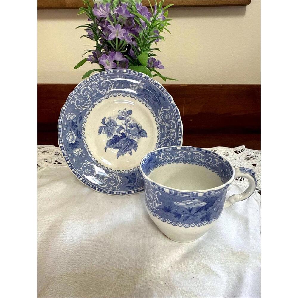VTG Spodes CAMILLA Copeland Blue & White Floral Cup Made England Cottagecore